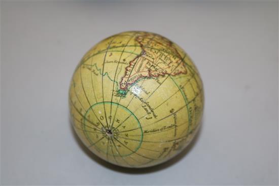 A Nathaniel Lane Pocket New Globe of the Earth, dated 1776,